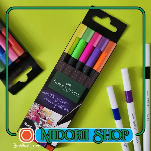 روان نویس نوک نمدی - فابرکاستل آلمان Faber Castell - ضخامت 0.4 - 5 رنگ نئونی