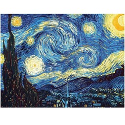 تابلو نقاشی شب پر ستاره در ابعاد 60در 80 با تکنیک رنگ روغن 