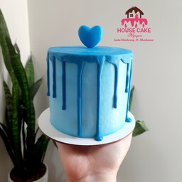 مینی کیک خامه ای تولد آبی 700 گرمی قلبی