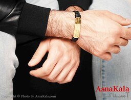 دستبند مردانه استیل چرم کارتیر طلایی Men Bracelet Cartier کد DSB18148W