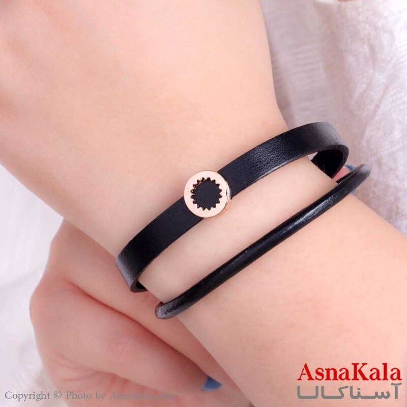 دستبند چرم مشکی زنانه Women Leather Bracelet کد DSB18168W
