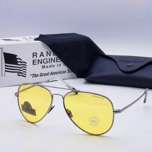 عینک افتابی برند راندولف مدل خلبانی دید درشب مخصوص رانندگی  عدسی ضد خش شیشه سنگ Uv400 اسپرت مناسب خانم ها و اقایوون 