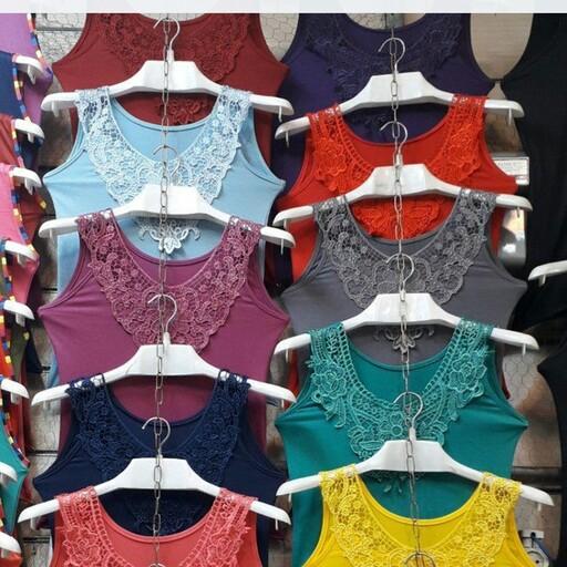 تاپ یقه گیپور  زنانه ودخترانه  رنگبندی طبق تصویر سایز بندی تا 50تنخور جذاب کار سبک راحت مناسب فصل تابستان برای همه سنین 
