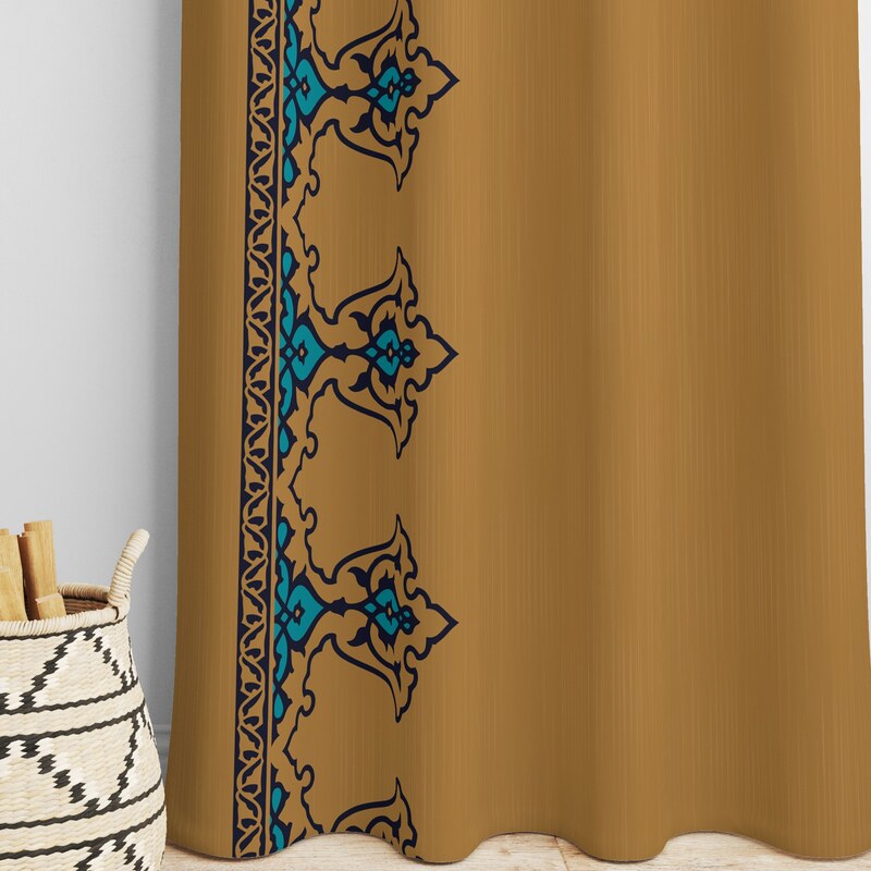 پرده سنتی مخمل ضخیم طرح شیخ لطف الله به ابعاد 140 در 300 رنگ نسکافه ای  مقاوم 