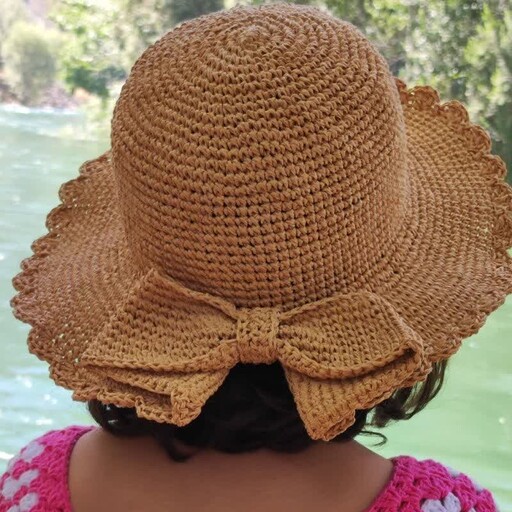 کلاه کاغذی مدل پاپیون با نخ رافیا ترک مناسب برای فصل تابستان