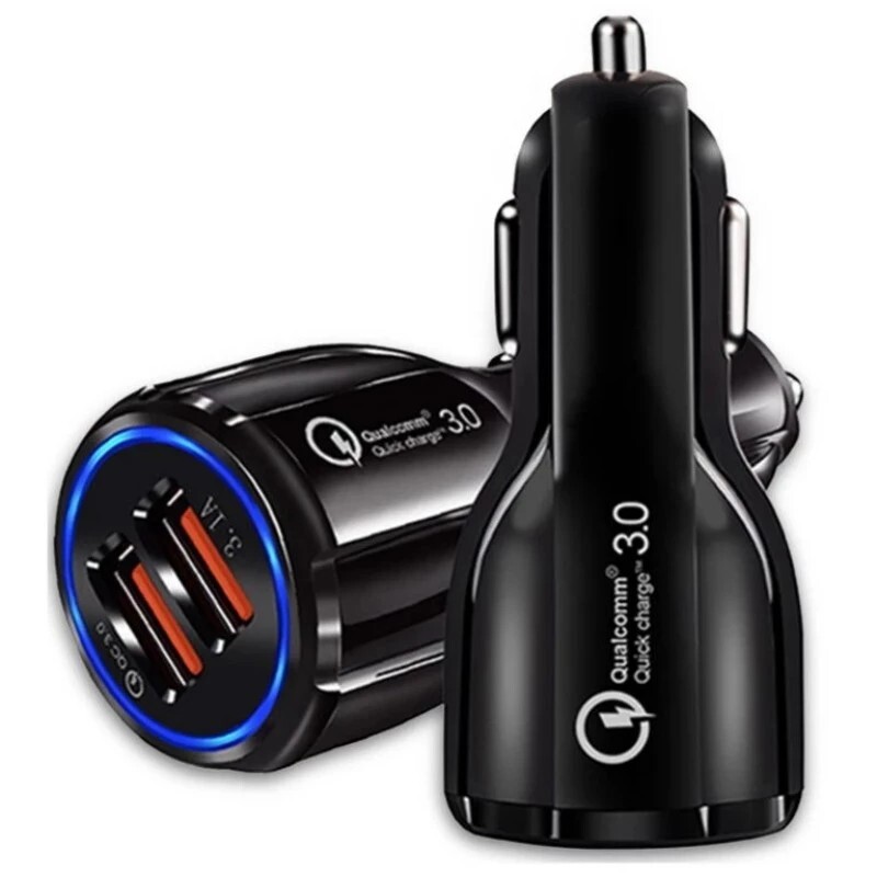 فندکی ماشین فست شارژ  دارای دو پورت usb استفاده همزمان مجهز به فناوری شارژ سریع ، شارژر فست فندکی