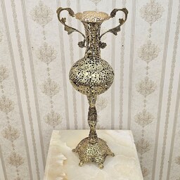 گلدان کنار سالنی برنزی مدل توری پایه لوله ای کد 1707 ( گلدان کنارسالنی برنجی )