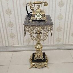 تلفن رومیزی و میز تلفن برنزی مدل آفتابگردان سنگ مشکی کد 1817 ( میز تلفن برنجی )
