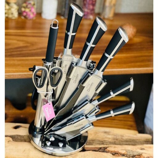 سرویس چاقو و ساطور آشپزخانه 9 پارچه دسینی تمام استیل