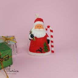 شمع فانتزی دستساز  مدل بابانوئل با عصا، هدیه، دکوری تزیینی،کریسمس