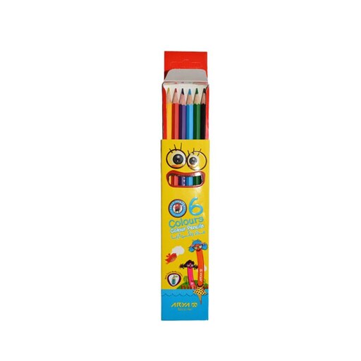 مداد رنگی 6 رنگ جعبه مقوایی آریا 
