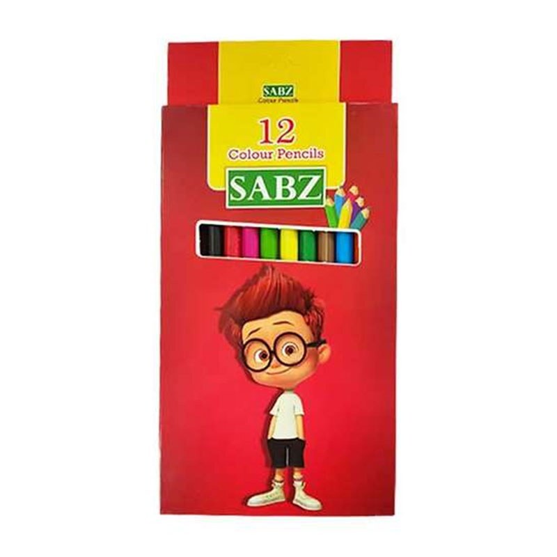 مداد رنگی 12 رنگ جعبه مقوایی مدل سبز SABZ