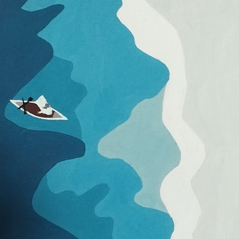 نقاشی با گواش طرح آنالیز شده دریا 