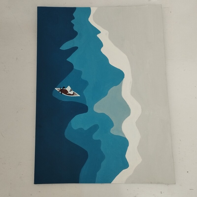 نقاشی با گواش طرح آنالیز شده دریا 