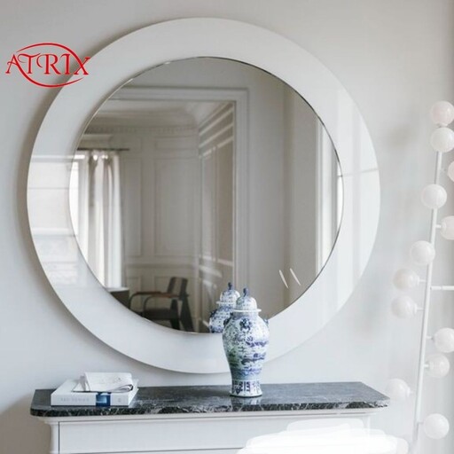 آینه آتریکس کد MD204 سایز 60 سانتیمتر  ، آینه ی دور سفید دارای قلاب آویز 