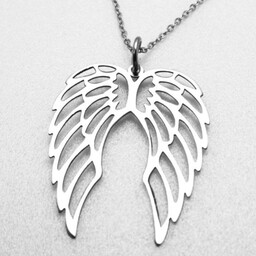 گردنبند بال فرشته استیل نقره ای و  طلایی با زنجیر مخصوص فرشته ها خرید مستقیم از گارگاه
