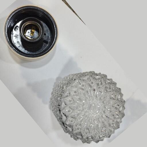 حباب شیشه ای تک لامپ حمام و حیاط مدل نوستالژی، جنس  شیشه خارجی درجه یک