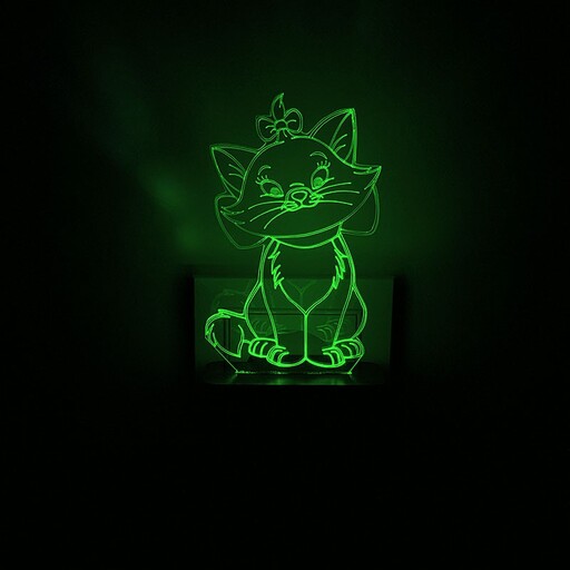 چراغ خواب فانتزی طرح اتاق کودک گربه ملوس مدل دیواری سان لیزر 