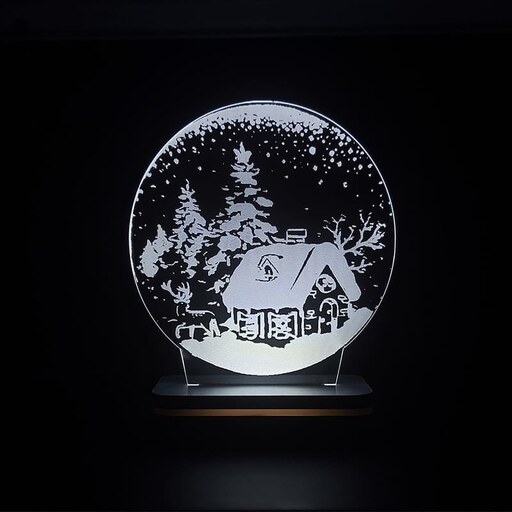 چراغ خواب و تزئینی سه بعدی مدل کلبه برفی  - lED  کم مصرف سان لیزر 
