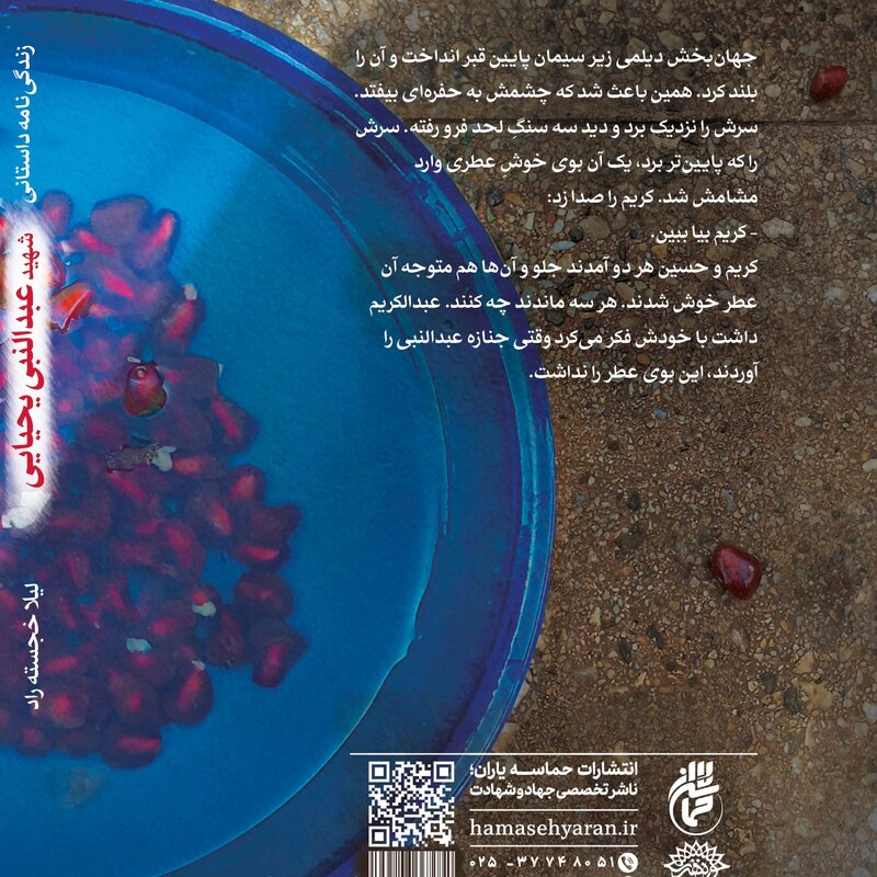 کتاب مسافر انارستان (زندگی نامه داستانی شهید عبدالنبی یحیایی) اثر لیلا خجسته راد