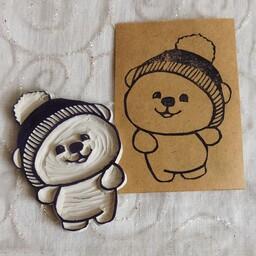 مهر دستساز خرس کوچولو کیوت تدی مناسب خوشگل کردن بسته کاغذ و پارچه 