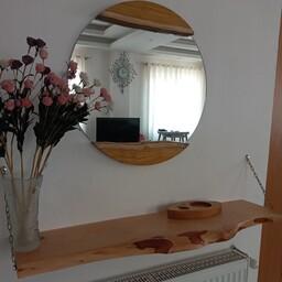 آینه روستیک با چوب توت قطر 60