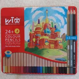 مداد رنگی 24 رنگ جعبه فلزی آریا