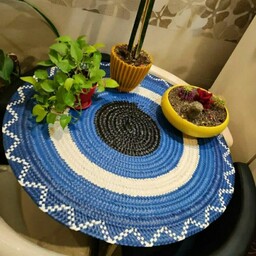 سفره و رومیزی حصیری گرد  کاری سنتی خوش بافت . قابل شستوشو 