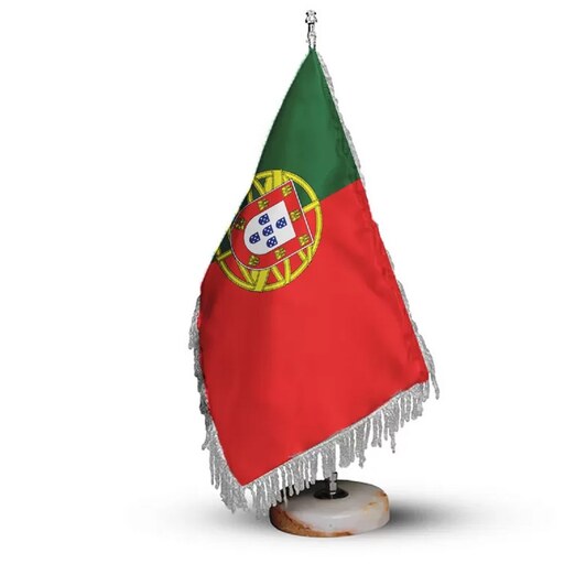 پرچم رومیزی کشور پرتغال ریشه زرد با پایه سنگی