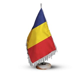 پرچم رومیزی کشور رومانی ریشه زرد با پایه سنگی  افراتوس