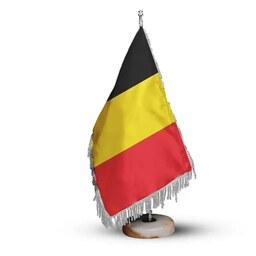پرچم رومیزی کشور بلژیک ریشه زرد با پایه سنگی افراتوس
