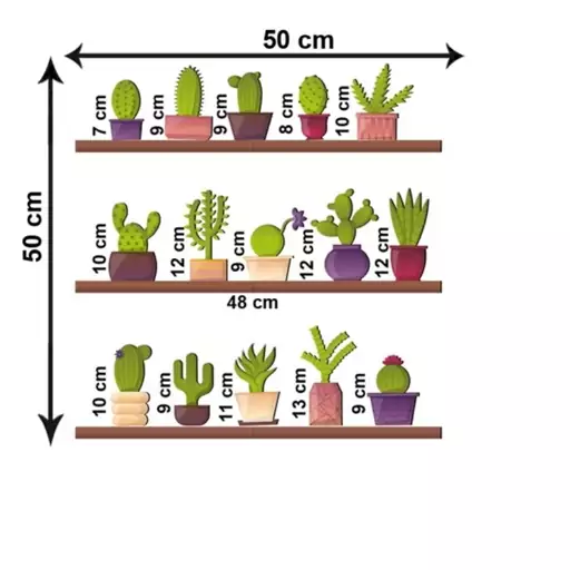 استیکرچوبی طاقچه کاکتوس
