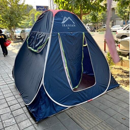 چادر مسافرتی و خیمه 8نفره فنری سایز استاندارد مناسب کمپ افرود جنگل کد8