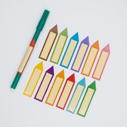 برچسب مداد دانش آموزی، لیبل مداد رنگی، 50 عددی، 6 سانتی متری