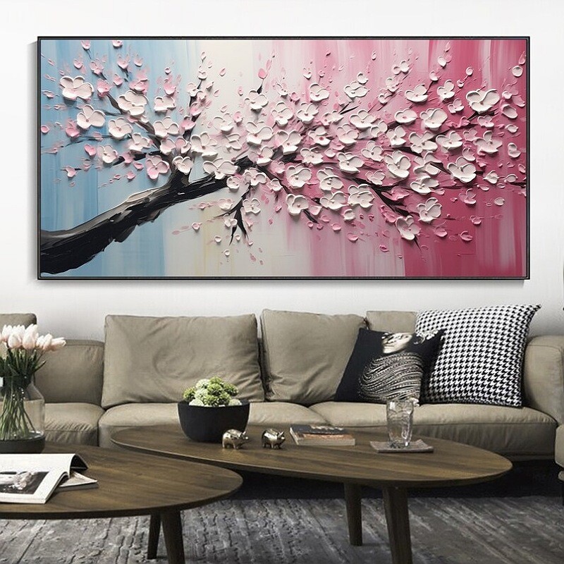 تابلو نقاشی شکوفه گل برجسته در ابعاد 60در 120