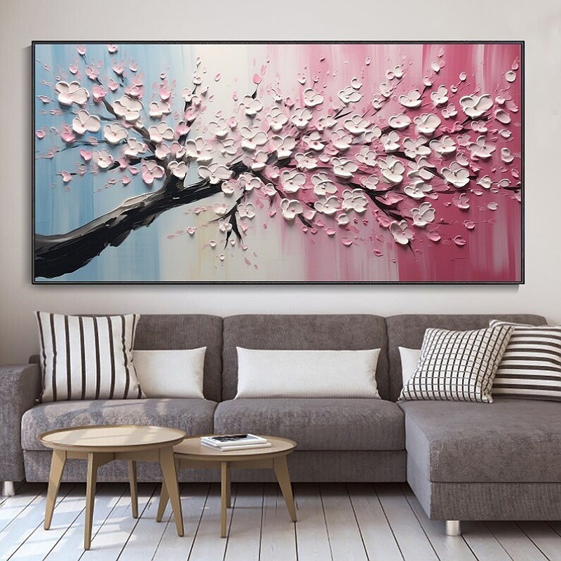 تابلو نقاشی شکوفه گل برجسته در ابعاد 60در 120