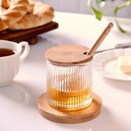 عسل خوری تیام با درب و قاشق عسل چوبی