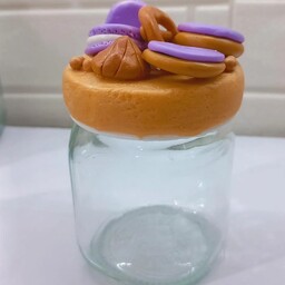 بانکه ی شیشه ای  طرح کاپ کیک برای نگهداری تنقلات و شیرینی و شکلات