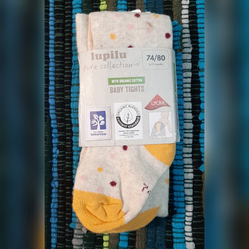 جوراب شلواری دخترانه نوزادی ارگانیک لوپیلو lupilu آلمان سایز 6 تا 12 ماه (ارسال رایگان)