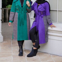 پالتو زنانه شیک پارچه سوئیت با ترکیب پارچه پشمی دوسایزی مناسب سایز 36 الی 50 