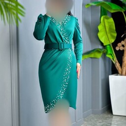 پیراهن مجلسی زنانه کوتاه عروسکی مروارید پانچ شده  لباس مجلسی زنانه افسون