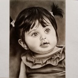 سفارش نقاشی چهره سیاه قلم دختر بچه