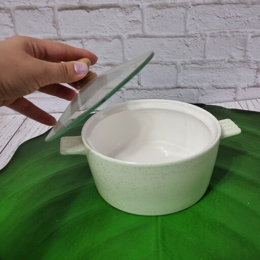 سوپ خوری سرامیکی قابلمه سرامیکی در شیشه ای رنگ سبز پاستیلی