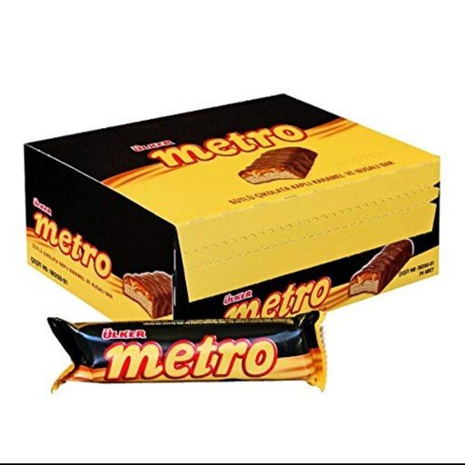شکلات مترو (Metro)، برند اولکر ، محصول ترکیه، هر بسته 50 گرم، باکس 18 تایی