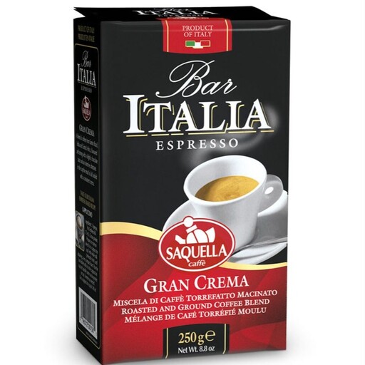پودر قهوه برند ساکوئلا ایتالیا، مدل گرن کرما، 250 گرم، محصول ایتالیا