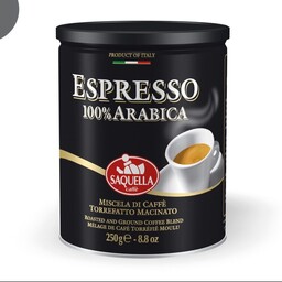 پودر قهوه برند ساکوئلا ایتالیا، مدل اسپرسو، 250 گرم، 100 درصد عربیکا