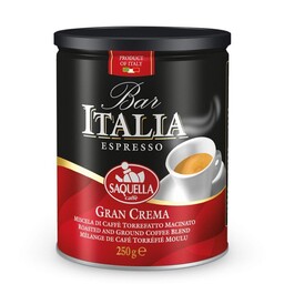 پودر قهوه برند ساکوئلا ایتالیا، مدل گرن کرما، 250 گرمی، قوطی، محصول ایتالیا