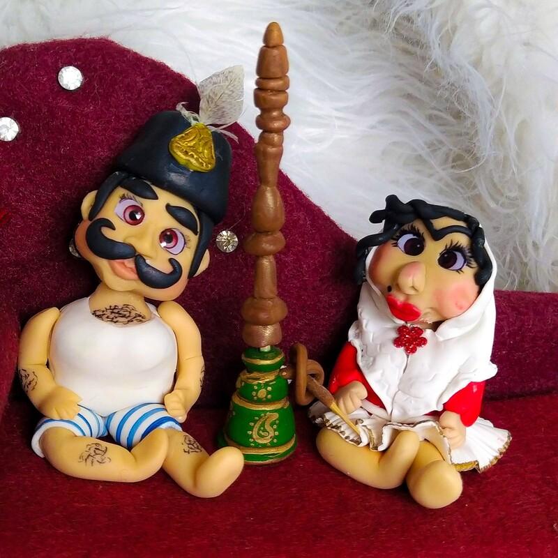 عروسک خمیری ناصرالدین شاه و انیسه (دستساز) جنس خمیر ایتالیایی و نشکن 
