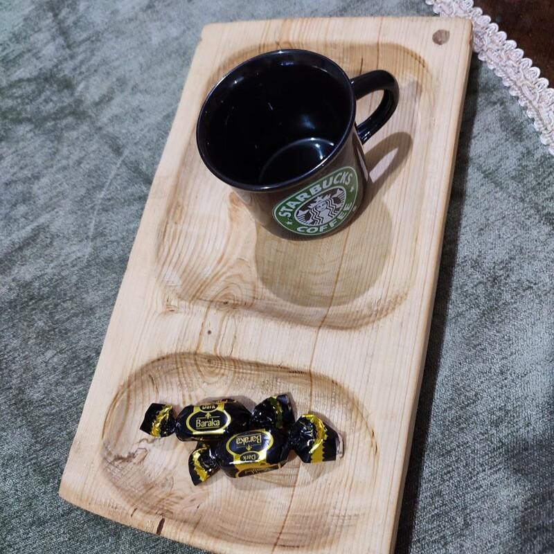 سینی چوبی قهوه و کیک مدل کافه ای