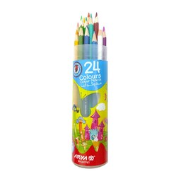 مداد رنگی 24 رنگ آریا جعبه لوله ای (استوانه ای)